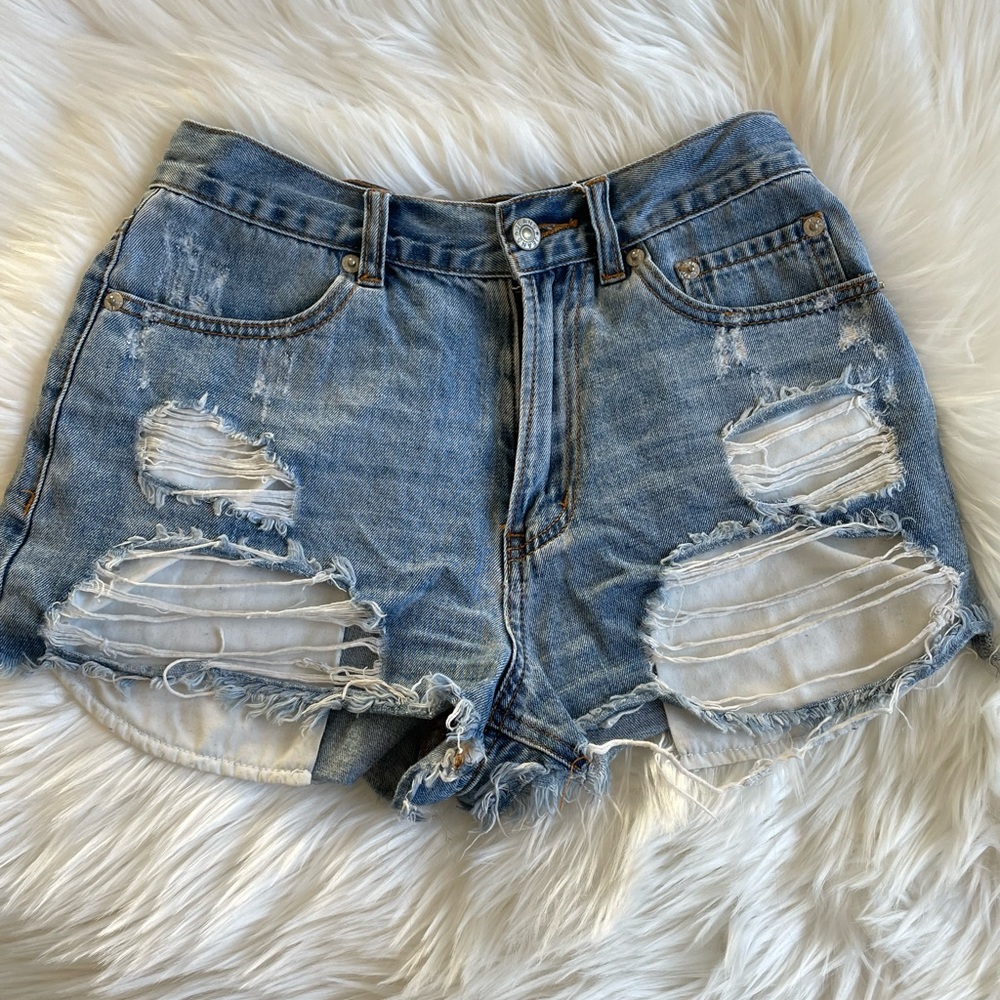 Blue ripped shorts, size 26, brand: Caffeine